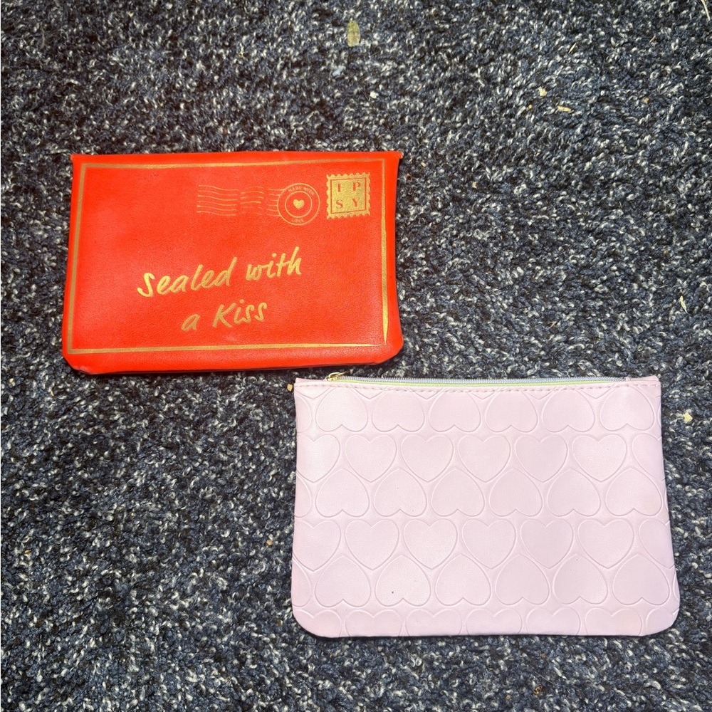 Ipsy Coral and Light Pink Pouch Duo